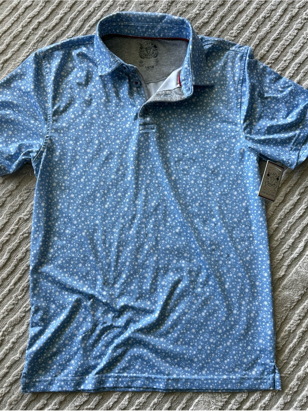 Blue Floral Print Polo Shirt for Kids